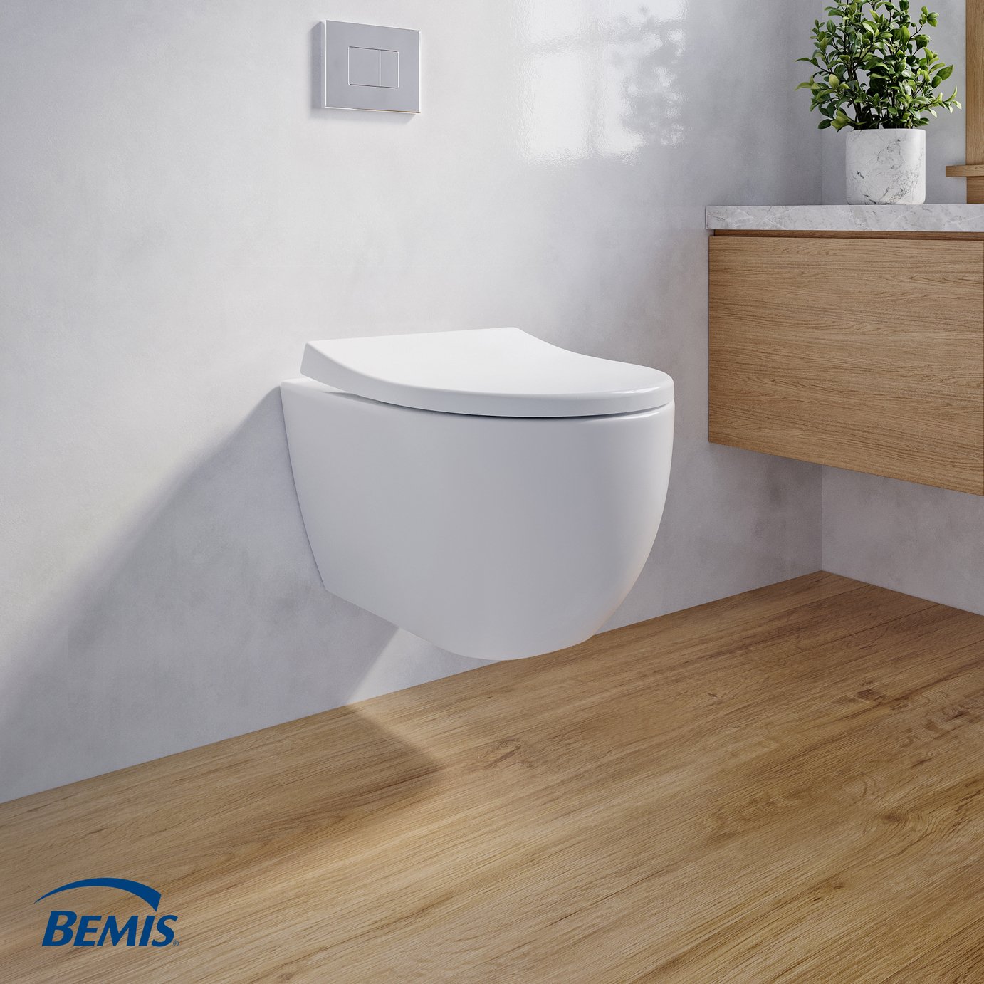 Bemis Click and Clean Plastic Soft Close D-Shape Toilet Seat - White