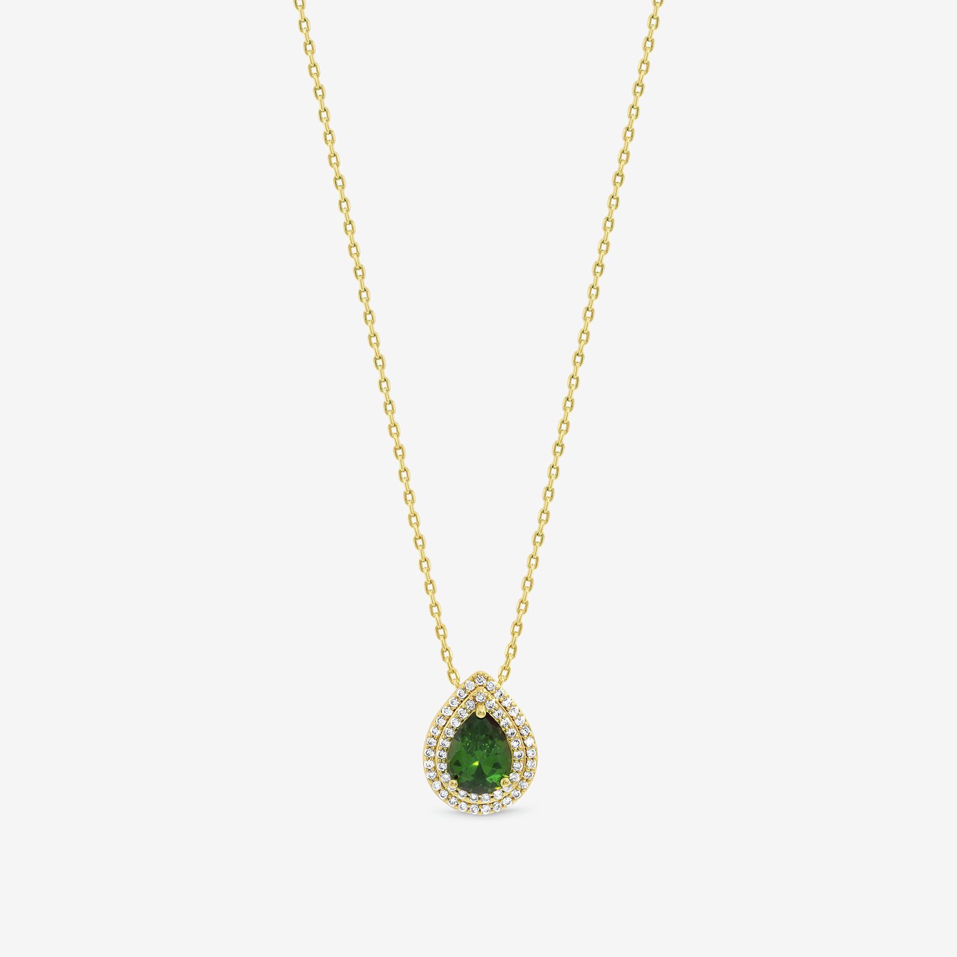 Jon Richard Gold Plated Cubic Zirconia Emerald Pear Pendant Necklace