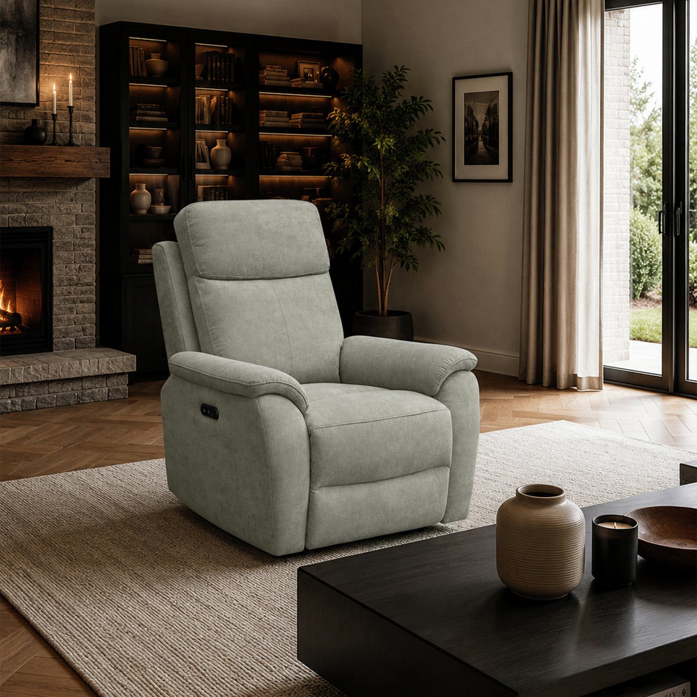 Aspire Kingsmere Fabric Power Rise Recliner Chair - Grey