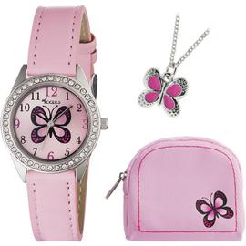 Tikkers Kid's Pink Butterfly Watch Set