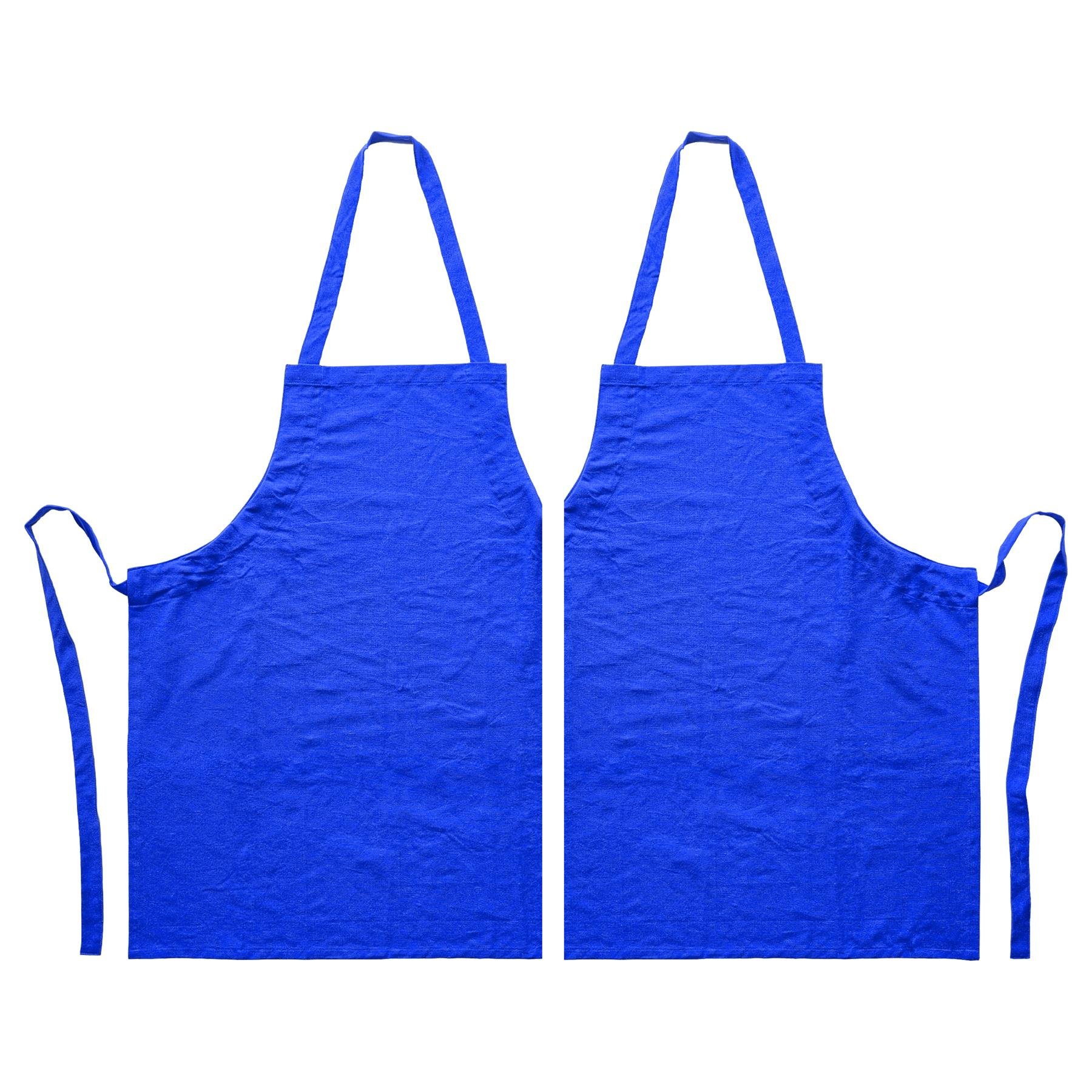 Nicola Spring Cotton Kitchen Bib Aprons - Royal Blue - Pack of 2