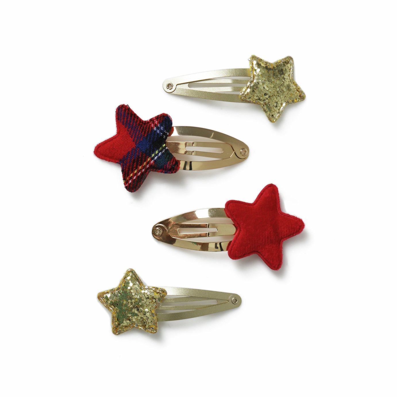 Flitzy Star Gold Tone Snap Hair Clips - Pack of 4