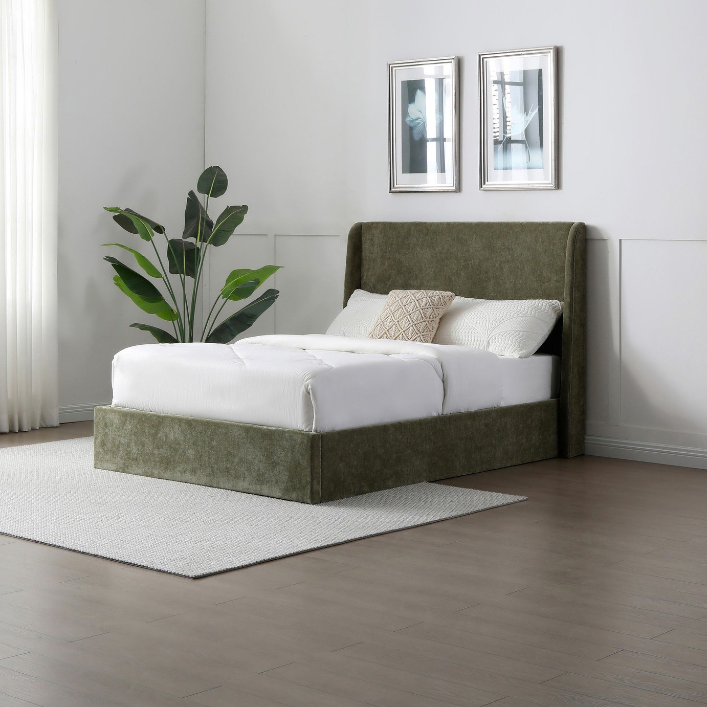Kyoto Darcy Superking Fabric Side and End Lift Ottoman Bed Frame - Olive