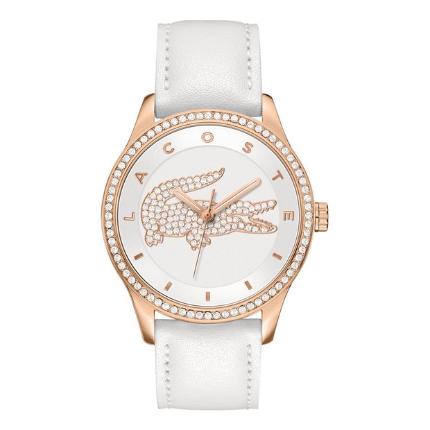 Abe Sandet Rouse Buy Lacoste Ladies White Leather Strap Watch | Womens watches | Argos