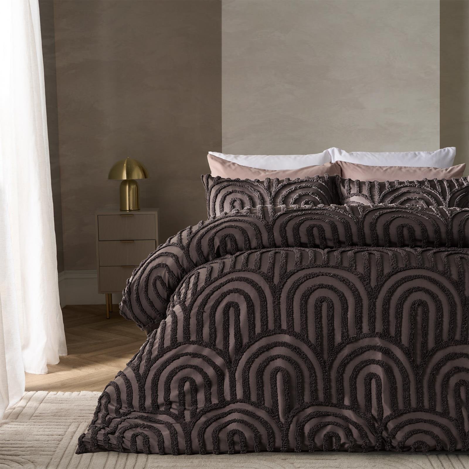 OHS Coffee Tufted Arches Bedding Set Duvet Cover Set - Double