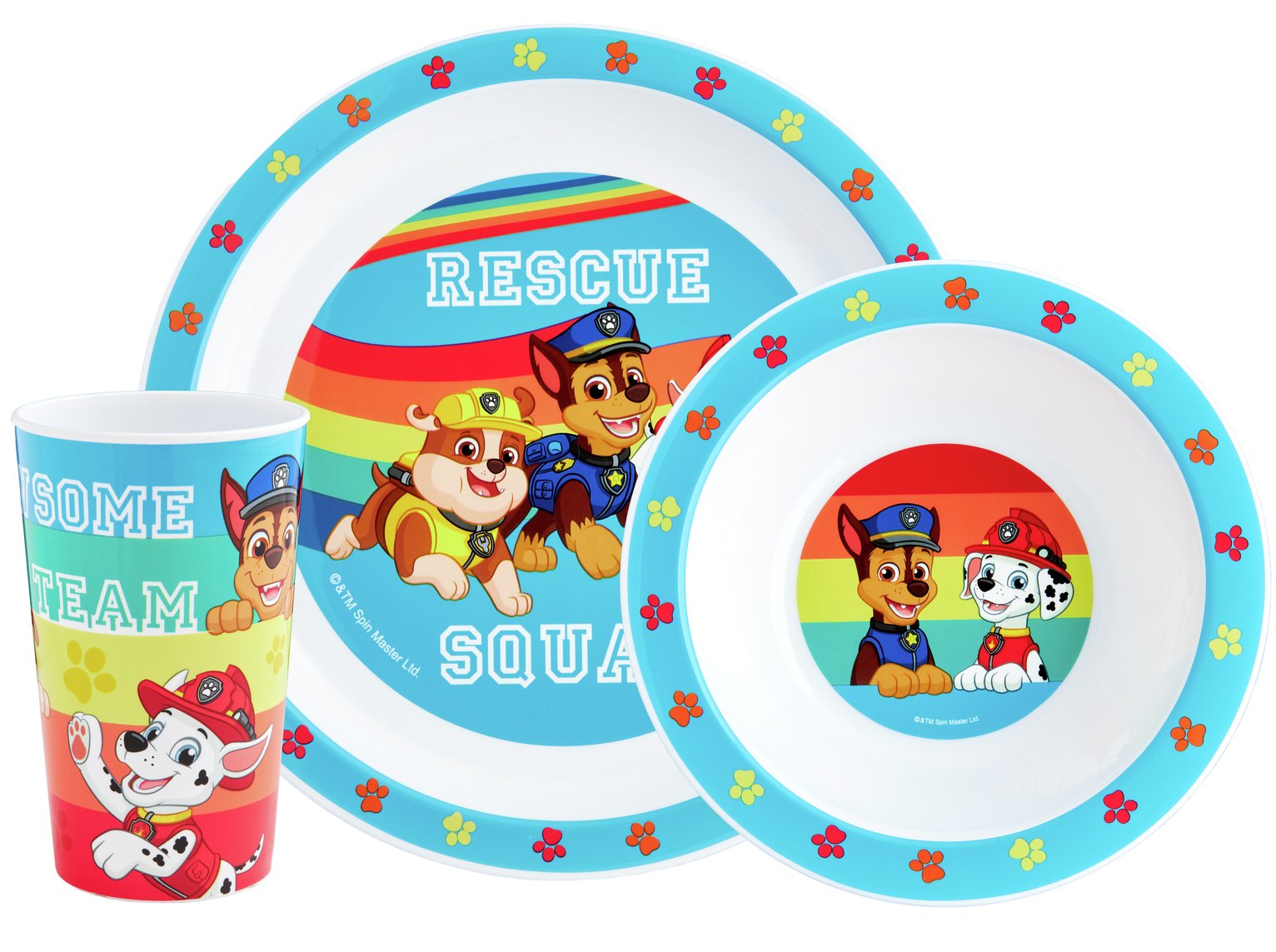 PAW Patrol Rainbow Kids Plastic Diner Set - Blue