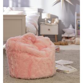 Argos Home Faux Fur Pink Fluffy Bean Bag