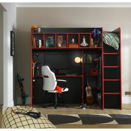 Habitat Multi Gaming High Sleeper Bed - Black and Red