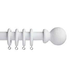 Argos Home 1.8m Grooved Ball Wooden Curtain Pole - White