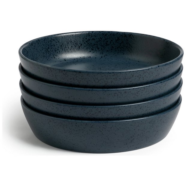 Buy Habitat Addison 4 Piece Stoneware Pasta Bowls - Blue | Bowls | Habitat