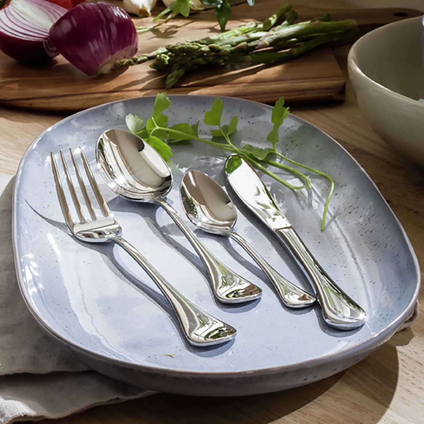 Habitat Evora 16 Piece Stainless Steel Cutlery Set - Mirror