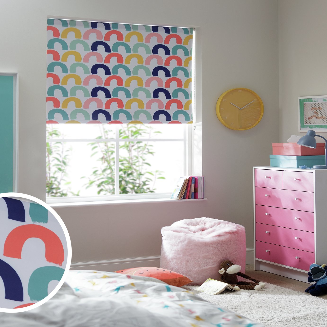Habitat Kids Rainbow Blackout White Roller Blind - 120cm