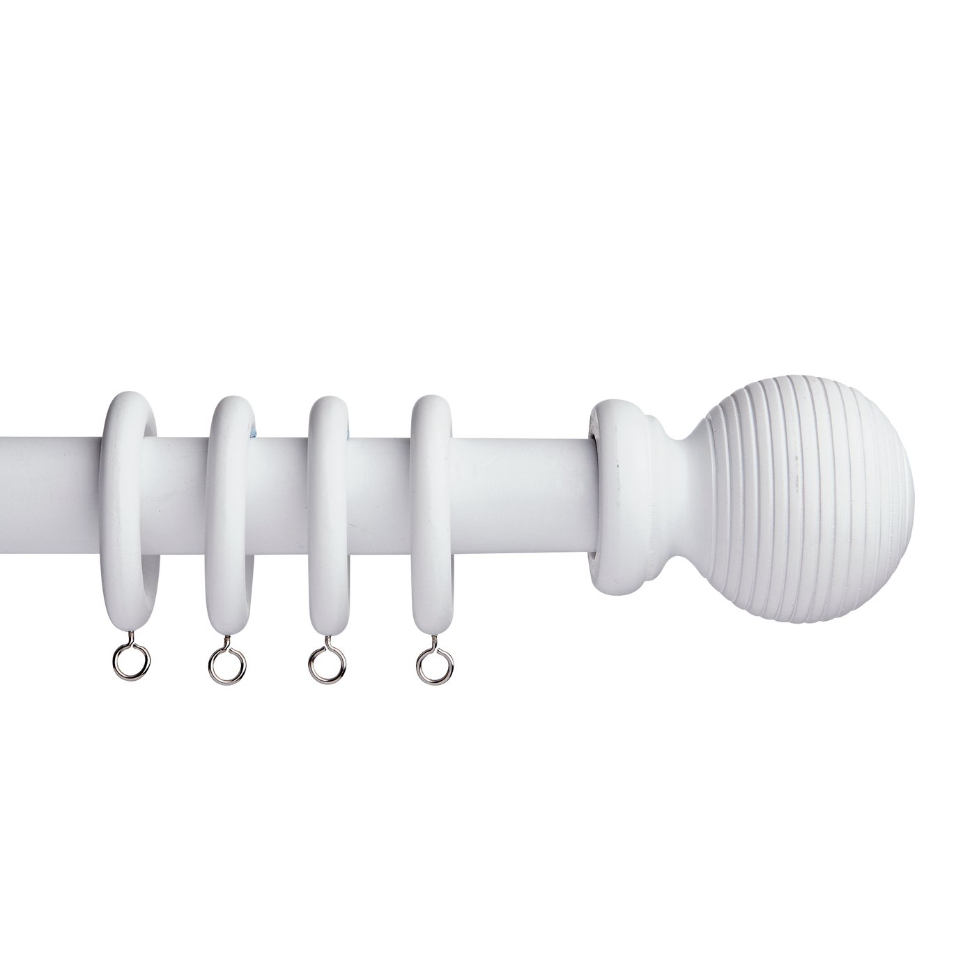 Argos Home White Wooden Fixed Curtain Pole - 300cm