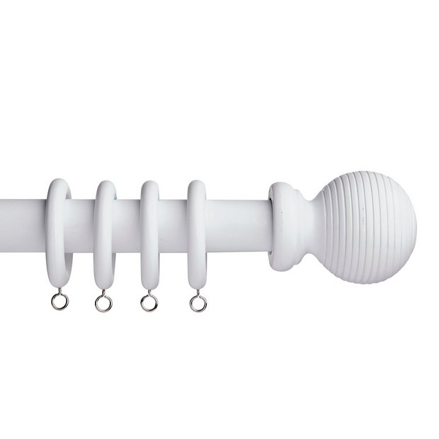 Buy Argos Home 3m Grooved Ball Wooden Curtain Pole White