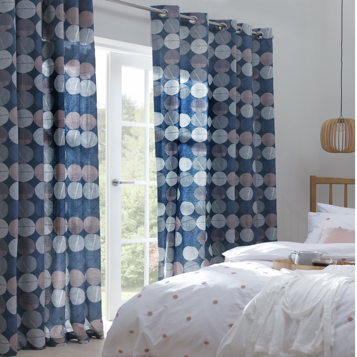 Habitat Skandi Spot Fully Lined Eyelet Curtains - Multi