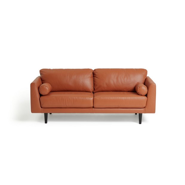 Tan leather pull on sale out couch