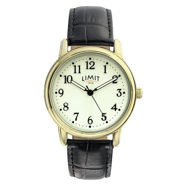 Buy Limit Men s Glow Dial Gold Plated Faux Leather Strap Watch