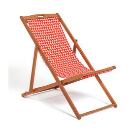 Habitat Wooden Deck Chair - Geo Orange