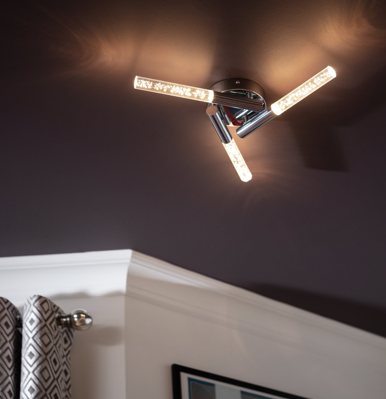 Argos Home Bubble 3 Light Flush to Ceiling Light - Chrome