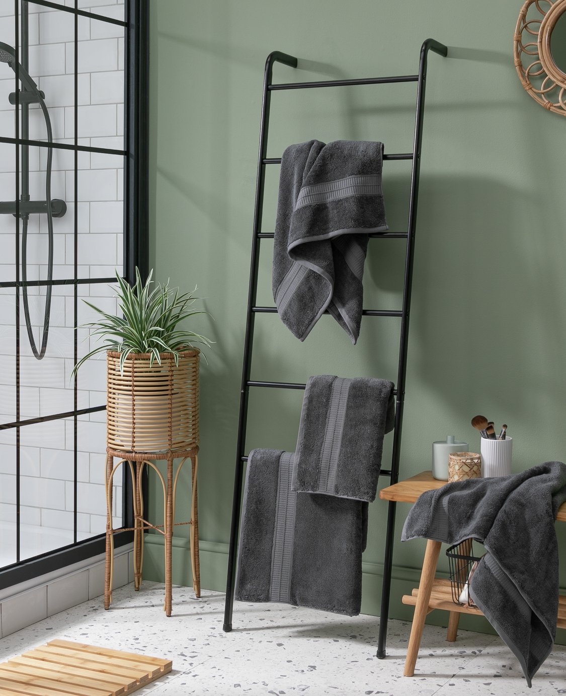 Habitat Luxury Lyocell 2 Pack Hand Towel - Charcoal