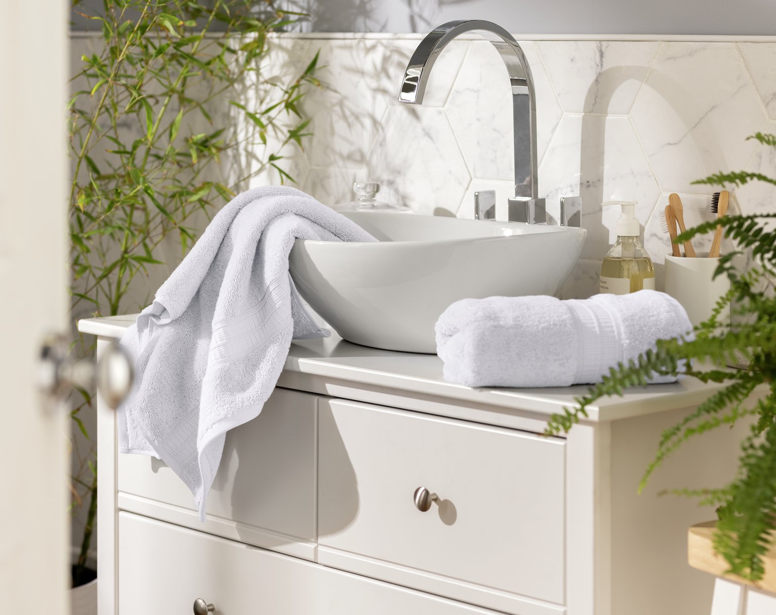 Habitat Luxury Lyocell 2 Pack Hand Towel - White