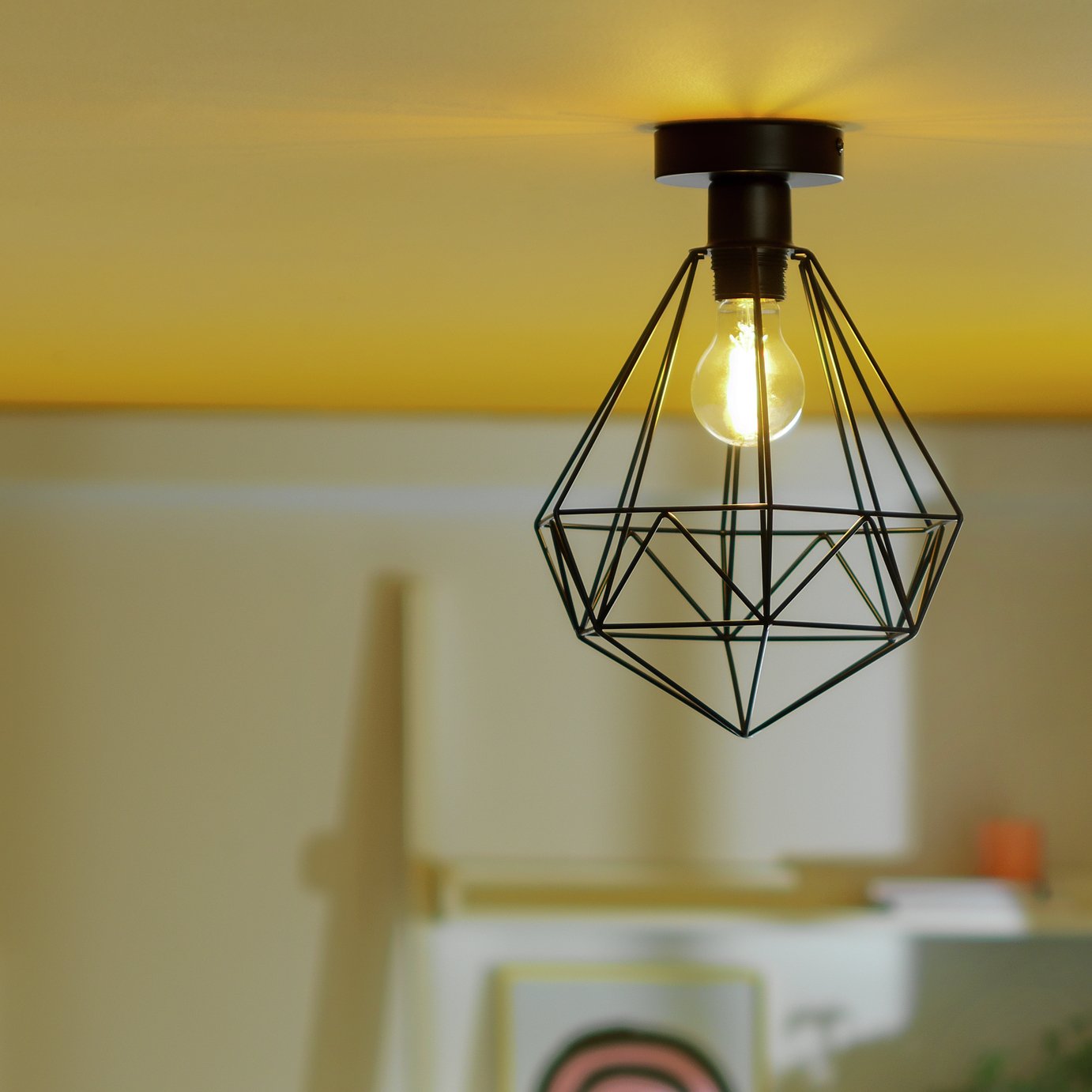 Argos Home Kanso Flush to Ceiling Light - Matt Black