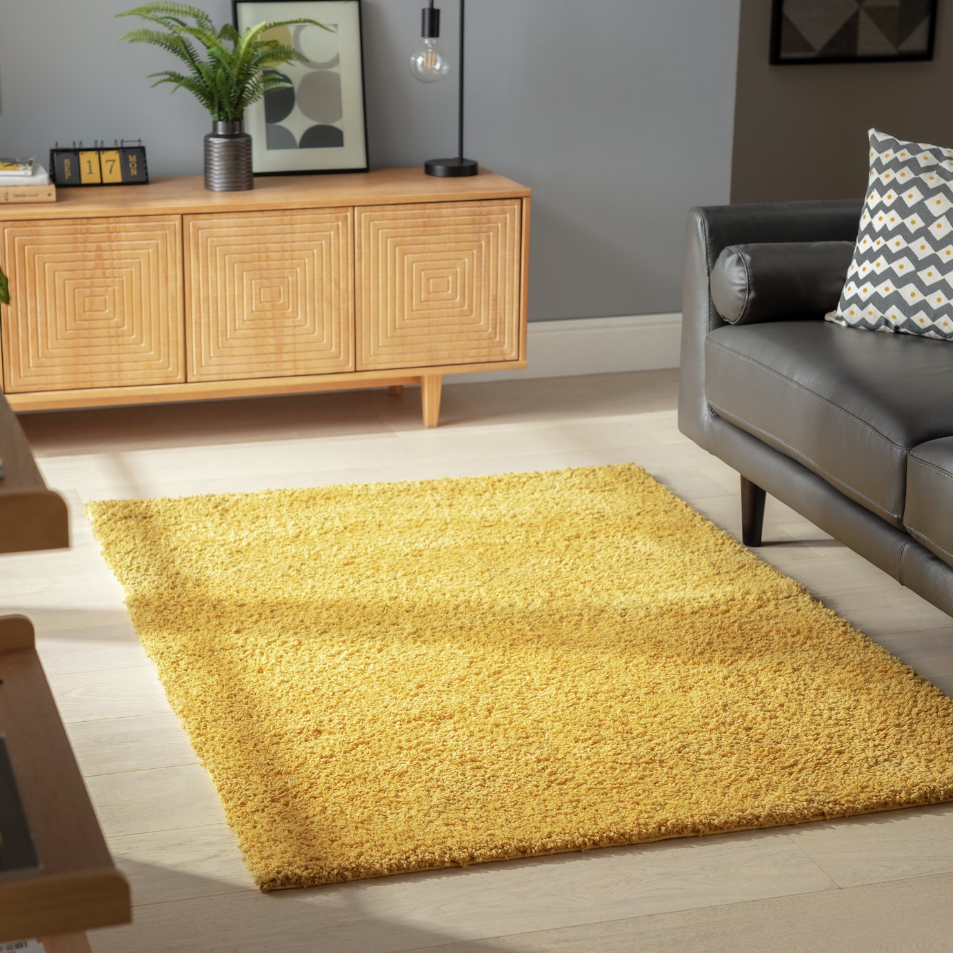 Habitat Cosy Mustard Shaggy Rug - 160x230cm