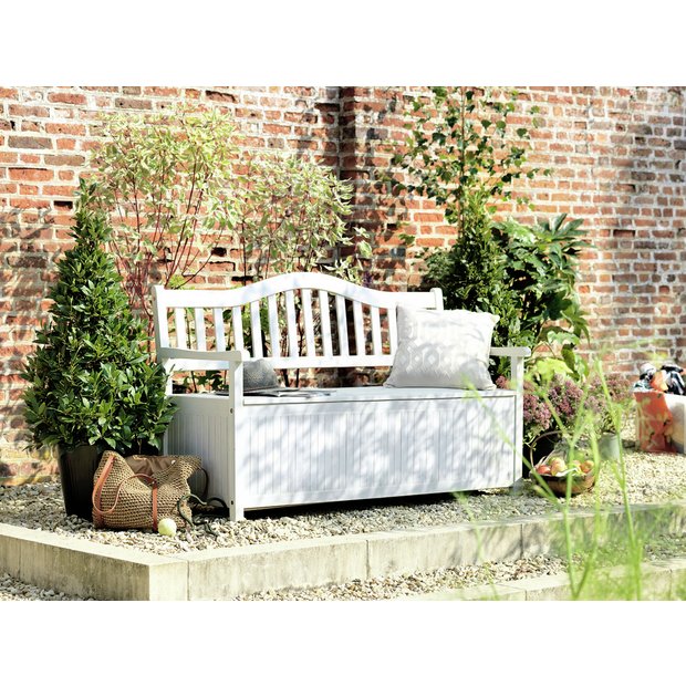 Buy Habitat Henrietta 3 Seater Wooden Bench with Storage White