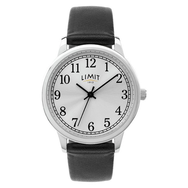 Buy Limit Ladies Silver Dial Black Faux Leather Strap Watch Womens watches Argos