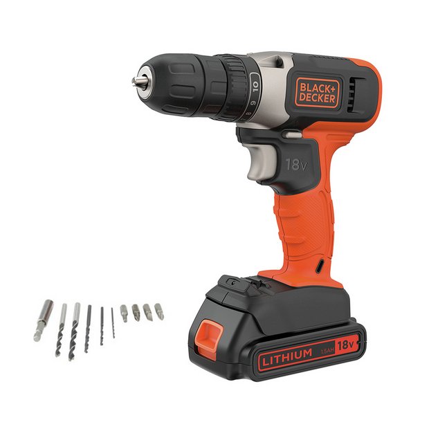 Buy Black Decker 18V Lithium ion Drill Driver with Accessories