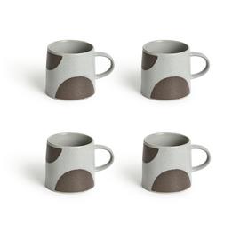 Habitat Two Tone Set of 4 Spot Stoneware Mugs - Grey