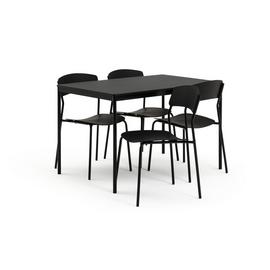 Habitat Stella Wood Effect Dining Table & 4 Black Chairs