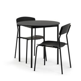 Habitat Stella Wood Effect Dining Table & 2 Black Chairs