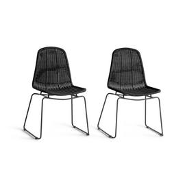 Habitat Mickey Pair of Metal Dining Chairs - Black
