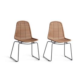 Habitat Mickey Pair of Metal Dining Chairs - Natural
