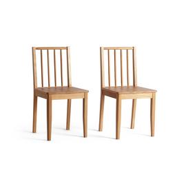 Habitat Nel Pair of Solid Wood Spindle Chair - Oak