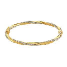 Revere 9ct Gold Plated Silver Glitter Twisted Bangle