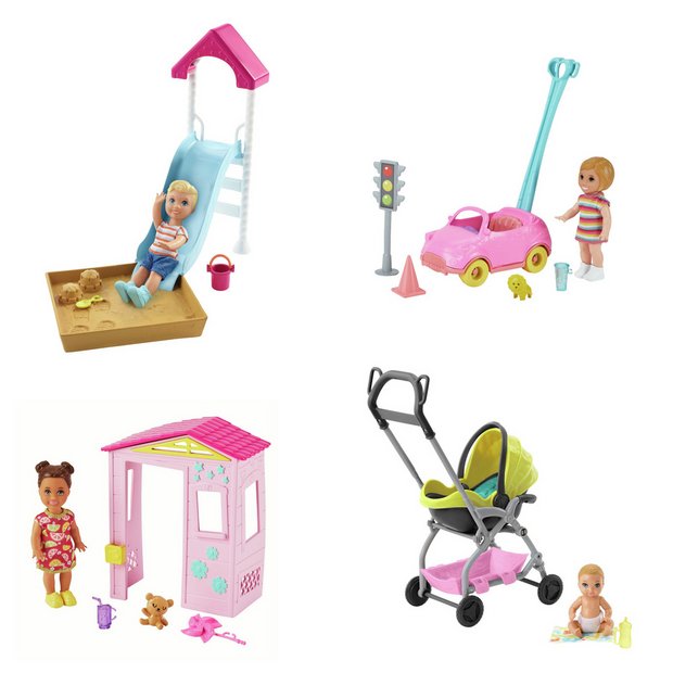 Barbie Babysitting Playset with Skipper Doll, Baby Doll, Bouncy Stroller  and Themed Accessories for 3 to 7 Year Olds ( Exclusive)