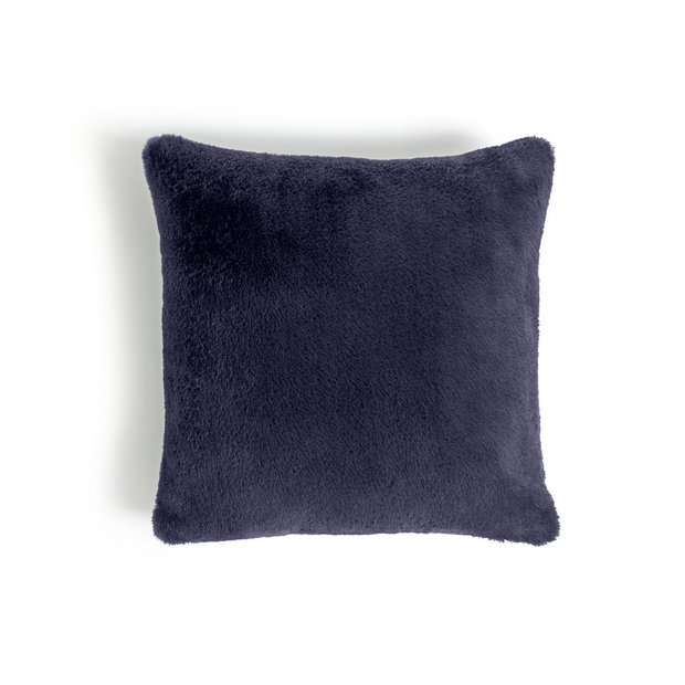 Buy Habitat Plain Faux Fur Cushion Navy 43x43cm Cushions Argos