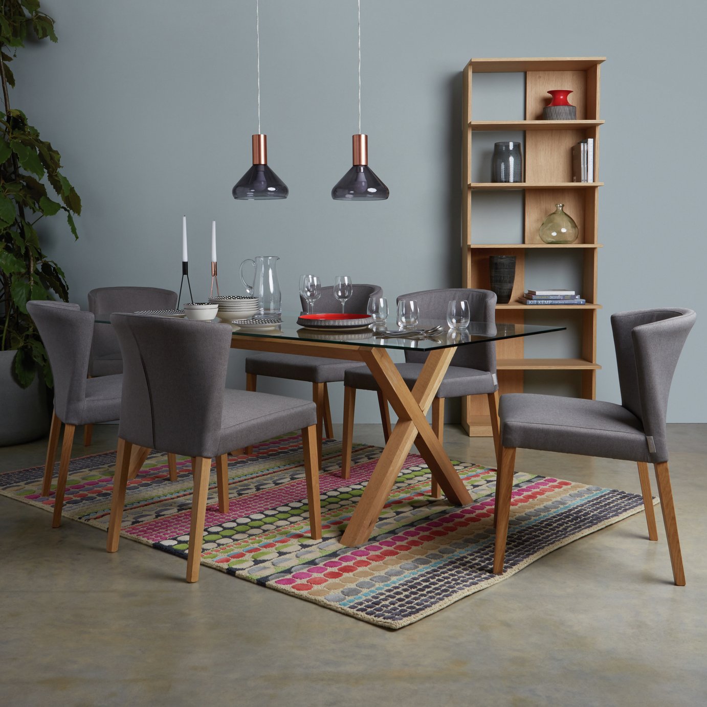 Habitat Bloomsbury Geometric Wool Cut Pile Rug - 170x240cm