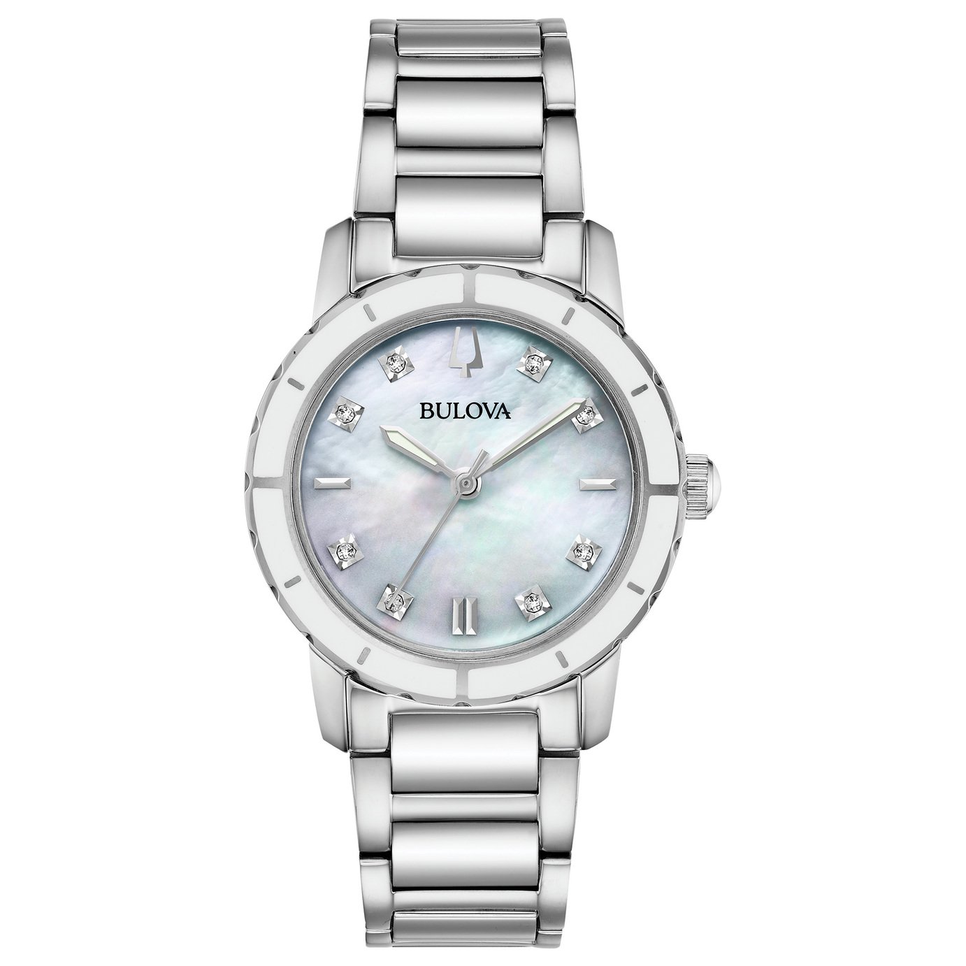 Buy Bulova Ladies Silver Diamond Stainless Steel Strap Watch | Womens  watches | Argos