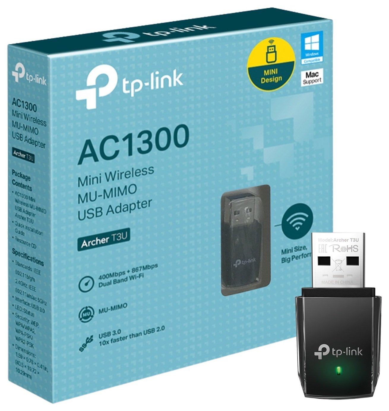 TP-Link Archer T3U AC1300 Wireless USB Adapter/Dongle for PC