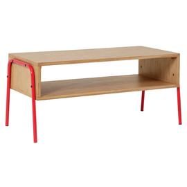 Habitat Kirby TV Stand - Oak with Red Metal Legs