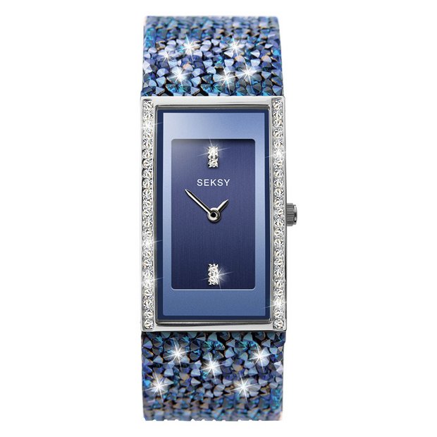 Buy Seksy Rocks Ladies Blue Crystal Set Strap Watch Womens