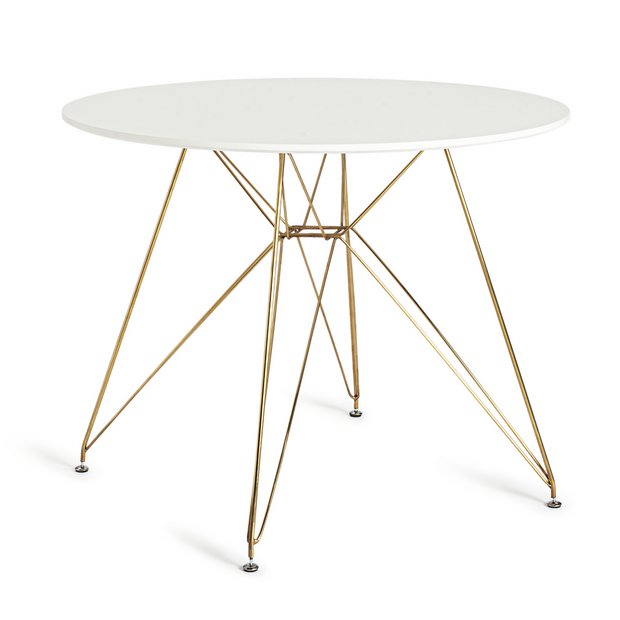 Buy Habitat Maddix Round 4 Seater Dining Table - Brass & White | Dining tables | Habitat