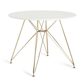 Habitat Maddix Round 4 Seater Dining Table - Brass & White