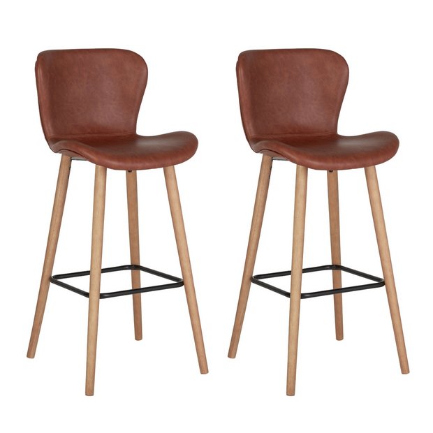 Buy Habitat Etta Pair of Faux Leather Bar Stool - Brown | Bar stools |  Habitat