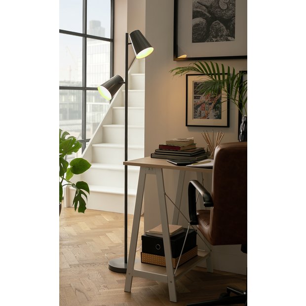 Buy Habitat Iras Double Head Floor Lamp - Grey | Floor lamps | Habitat