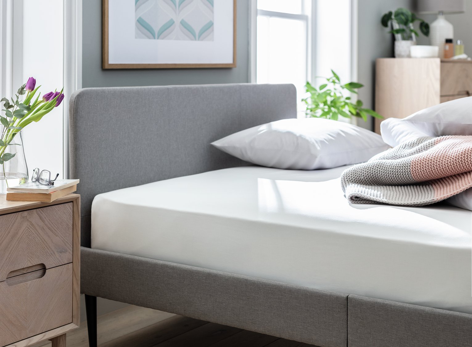 Habitat Cool Cotton Lyocell White Fitted Sheet - Kingsize