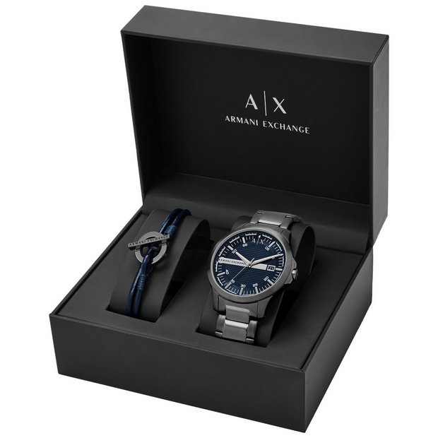 Buy Armani Exchange Men's Silver Stainless Steel Watch Gift Set | Gifts for  him | Argos